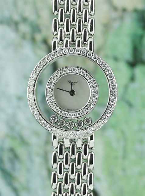 (image for) A CHOPARD HAPPY DIAMOND 18K WHITE GOLD DIAMOND WATCH / 205691